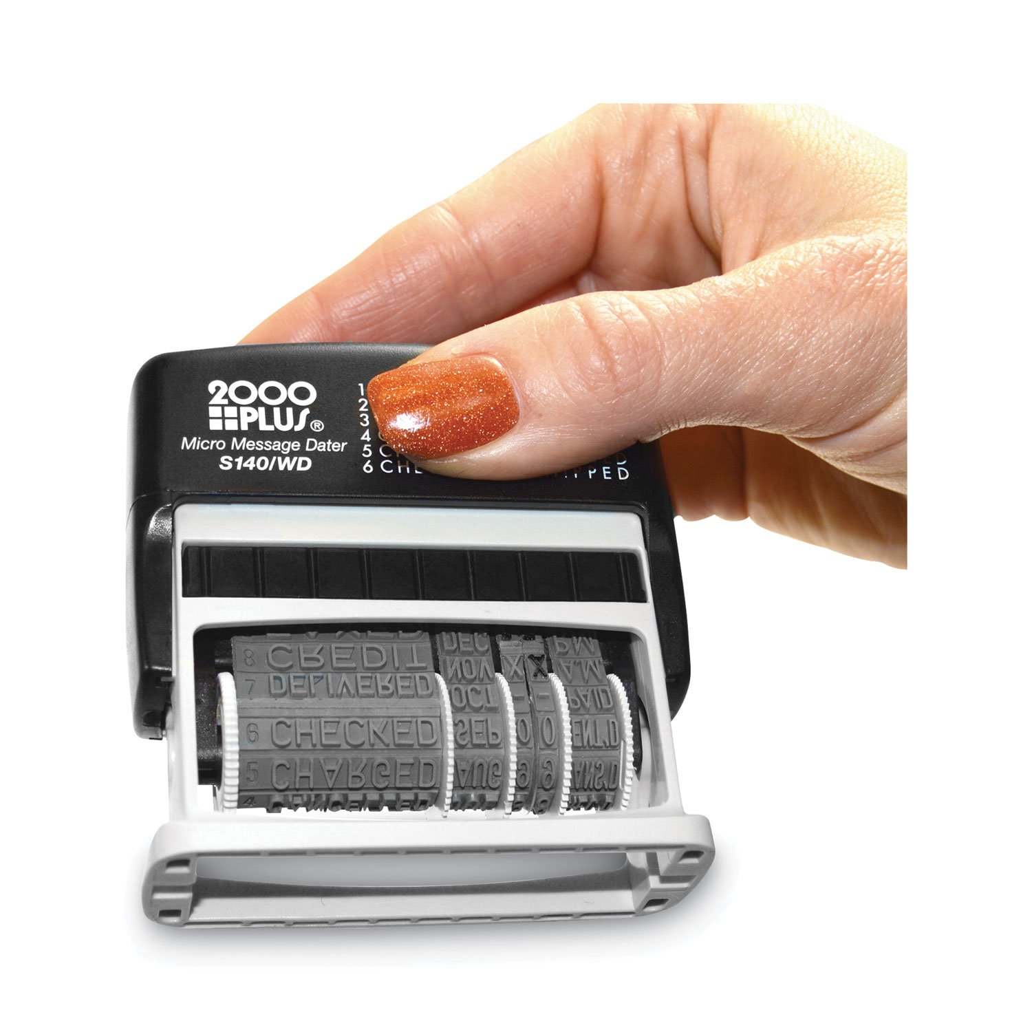 2000 PLUS Date Phrase Dater Stamp Self-Inking 12-in-1 Micro Date Message Dater Stamp, 12 Phrases, Black Ink - 11090 (COS011090) - Image 5