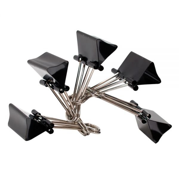 Binder Clips, Medium, 1-1/4" Wide, 5/8" Capacity, Black, Pack Of 144 (12 Boxes Of 12 Clips) (ODFN825190) - Image 2