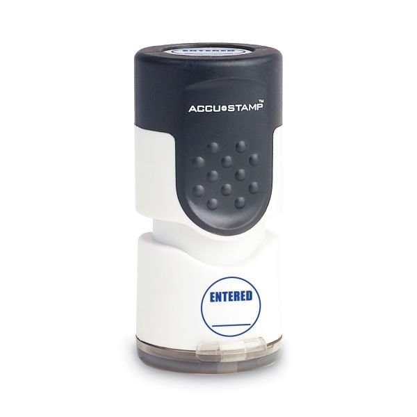 ACCUSTAMP Pre-Inked Round Stamp, ENTERED, 0.63" dia, Blue (COS035656)
