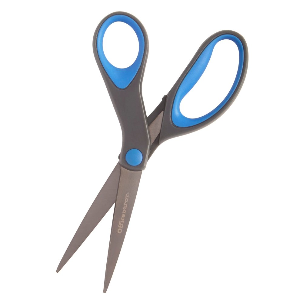 Titanium Coated Scissors, 8", Straight, Dark Gray/Blue, Pack Of 36 Scissors (ODFN3998730) - Image 2