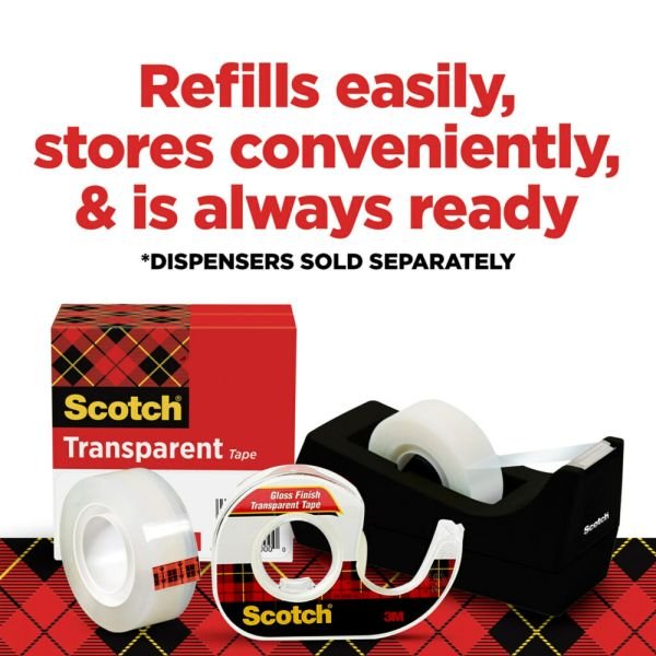 Scotch Transparent Tape, 12 Tape Rolls, 3/4 in x 1000 in, Home Office Supplies and School Supplies for College and Classrooms (MMM600K12) - Image 2