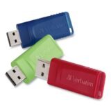 Verbatim Store 'n' Go USB Flash Drive, 4 GB, Assorted Colors, 3/Pack (VER97002)
