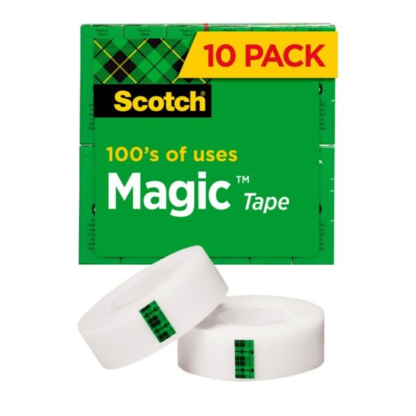 Scotch Magic Tape, Invisible, 10 Tape Rolls, 3/4 in x 1000 in, Home Office Supplies and School Supplies for College and Classrooms (MMM810P10K) - Image 6