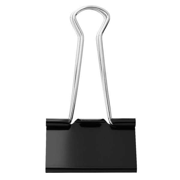 Heavy-Duty Binder Clips, Large, 2" Wide, 1" Capacity, Black, Box Of 48 (ODFN6837499)