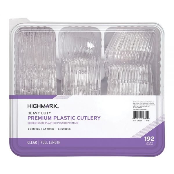 Highmark Heavy-Duty Plastic Cutlery, Clear, Pack Of 192 Utensils (ODFN321262)