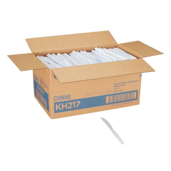 Dixie Plastic Cutlery, Heavyweight Knife, 7.5", White, 1,000/Carton (DXEKH217)