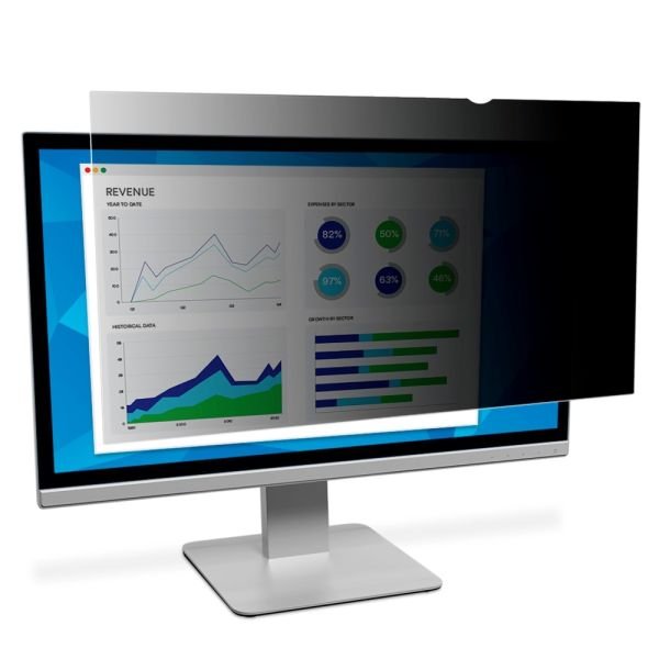 3M Privacy Filter Screen for Monitors, 24" Full Screen, 16:9 Aspect Ratio, Reduces Blue Light, Anti-Glare (MMMPF240W9)