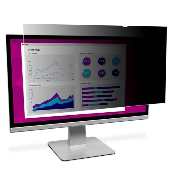 3M High Clarity Privacy Filter Screen for Monitors, 24" Full Screen, 16:10 Aspect Ratio, Reduces Blue Light (MMMHC240W1B)