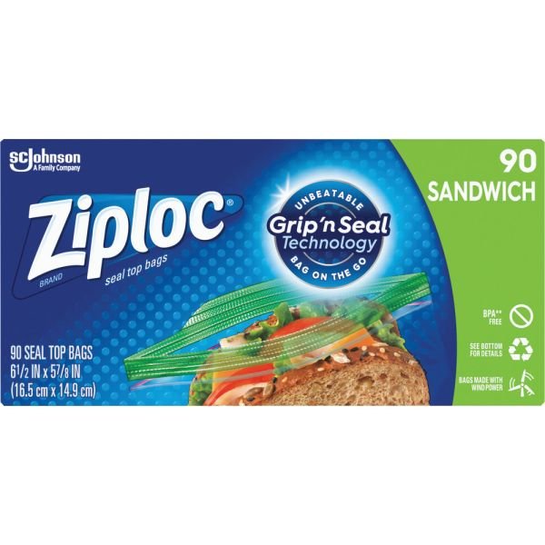 Ziploc Sandwich Bags, 5-7/8"x 6-1/2", Clear, Box Of 90 Bags (SJN664545)