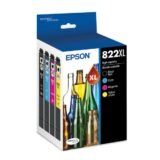 Epson 822XL Black/822 DuraBrite Cyan, Magenta, Yellow High-Yield Ink Cartridges, Pack Of 4, T822XL-XCS (ODFN4438230)