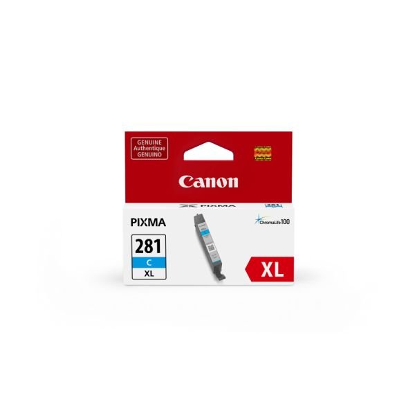 Canon CLI-281 ChromaLife 100+ Cyan High-Yield Ink Tank, 2034C001 (CNMCLI281XLCY)