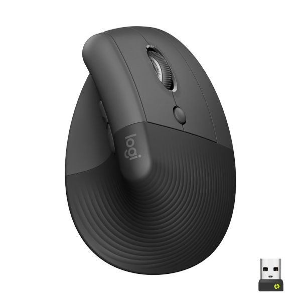Logitech Lift Vertical Ergonomic Mouse, Graphite, Wireless, Quiet clicks (ODFN7263334)