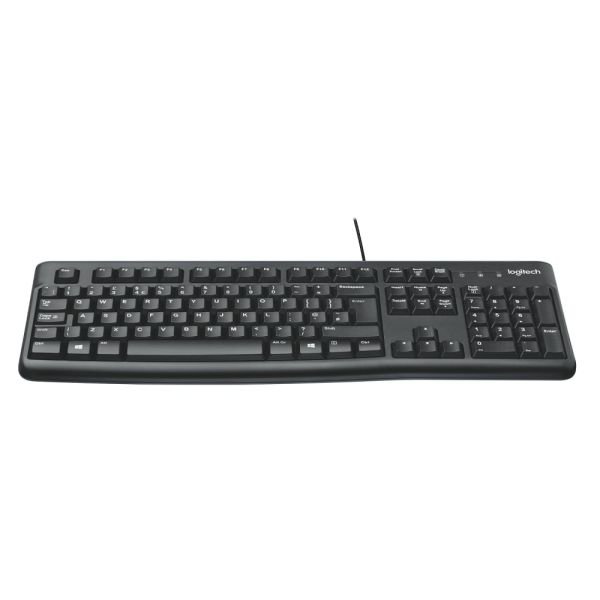 Logitech K120 Wired Keyboard for Windows, USB Plug-and-Play, Full-Size, Spill-Resistant, Curved Space Bar, Compatible with PC, Laptop - Black (LOG920002478)