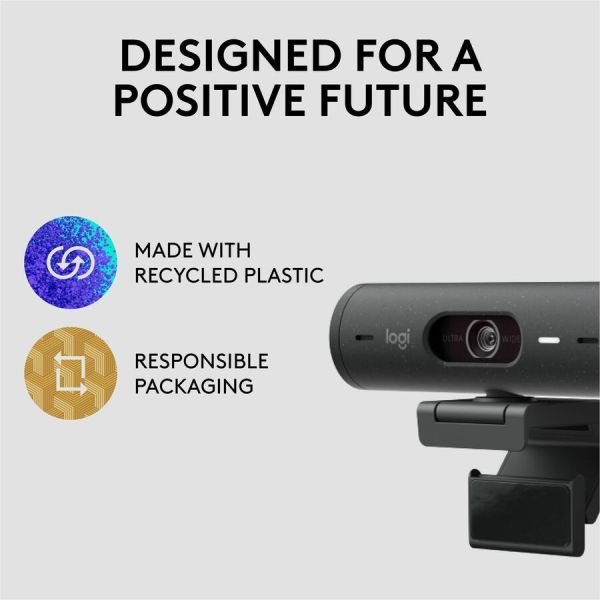 Logitech Brio 500 Full HD webcam, auto framing, noise-reducing mics, privacy shutter, streaming & video calling, Graphite (ETLZ1074900299) - Image 8