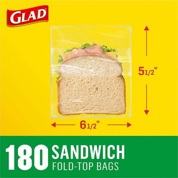 Glad Fold Top Food Storage Plastic Sandwich Bags, 6.5 x 5.5, Clear, 180 Bags/Box, 12 Boxes/Carton (CLO60771) - Image 9
