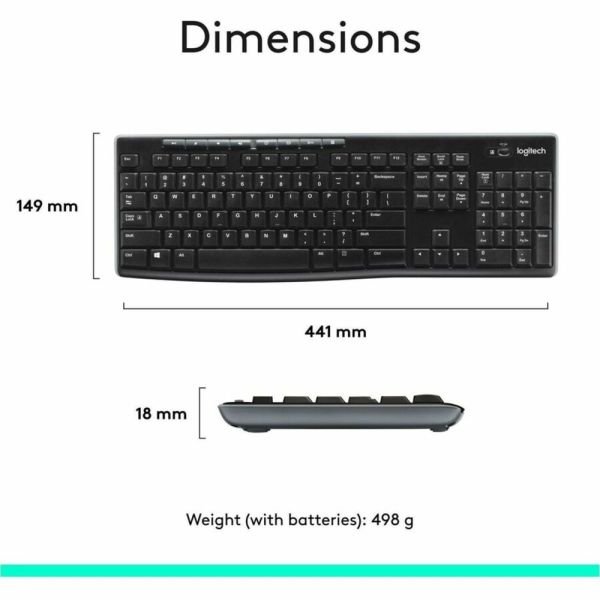 Logitech MK270 Wireless Straight Full-Size Keyboard & Mouse, Black (LOG920004536) - Image 10