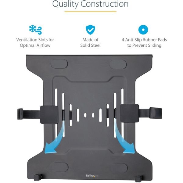 StarTech.com VESA Laptop Tray, Adjustable Monitor Arm Laptop Tray, Secures Notebooks up to 4.5kg (9.9lb), 75x75 & 100x100 VESA, Ventilated (SYNX6456111) - Image 10
