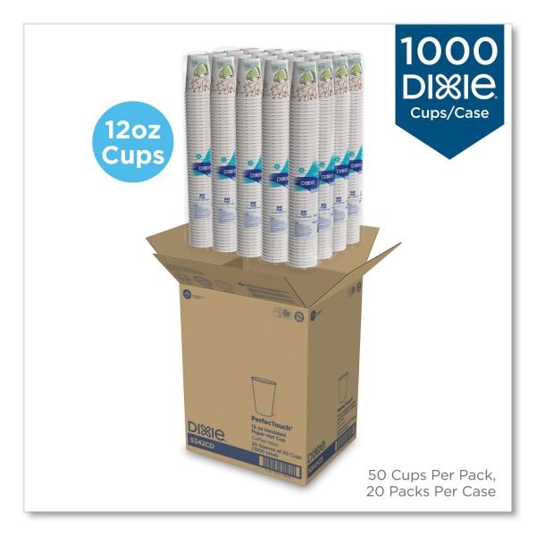 Dixie PerfecTouch 12 oz Insulated Paper Hot Coffee Cups by GP Pro (DXE5342CDCT) - Image 2