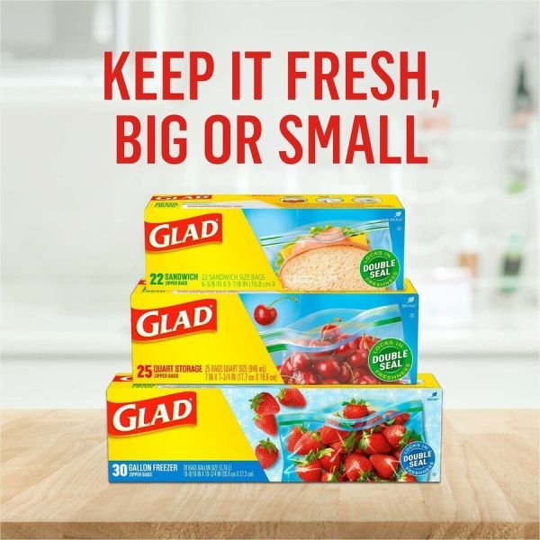 Glad Fold Top Food Storage Plastic Sandwich Bags, 6.5 x 5.5, Clear, 180 Bags/Box, 12 Boxes/Carton (CLO60771) - Image 7