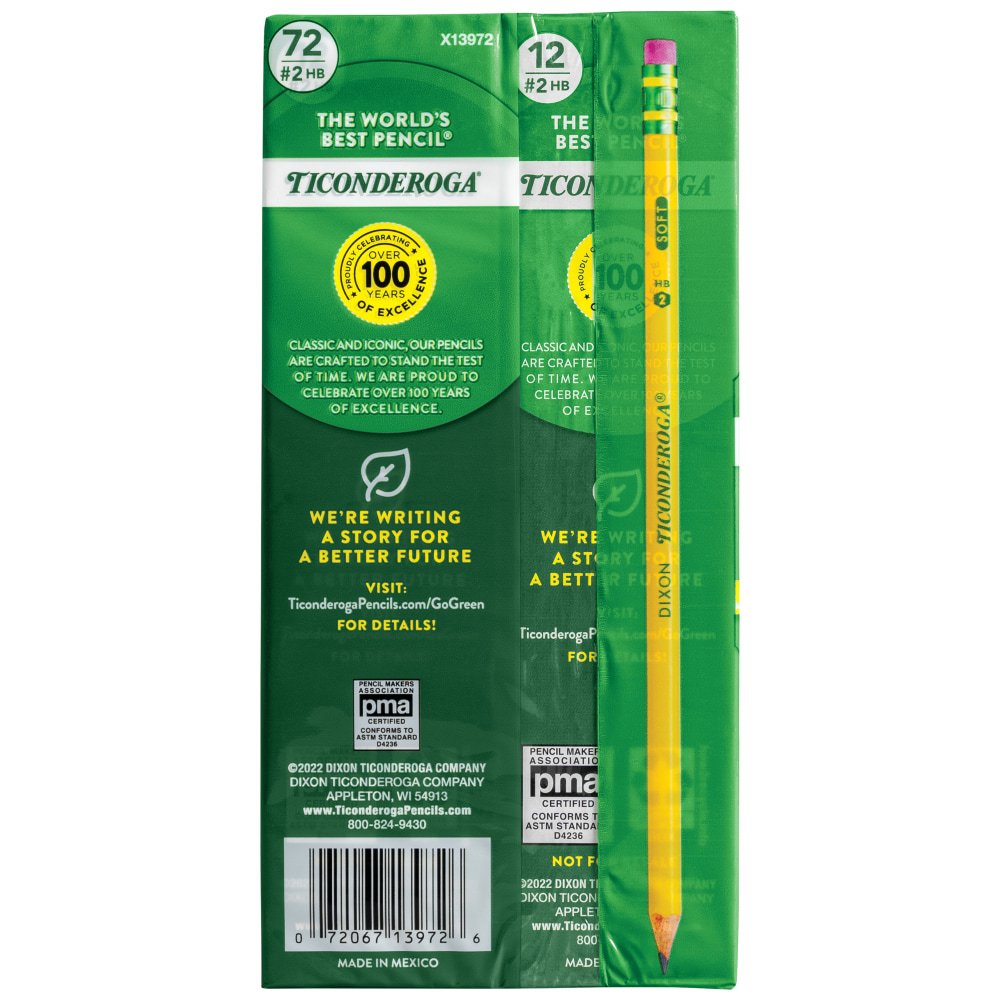 Ticonderoga #2 Pre-sharpened Pencils, 0.7 mm, Yellow, Pack Of 72 Pencils (ODFN7956500) - Image 5