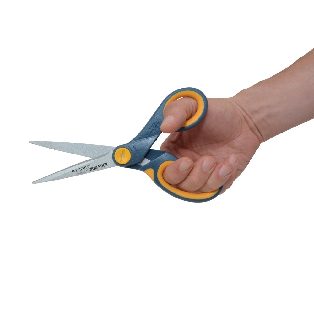 Westcott Titanium Bonded Non-Stick Scissors, 8", Pointed, Gray/Yellow, Pack Of 2 (ODFN822593) - Image 5