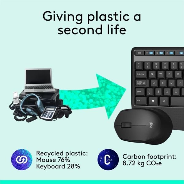 Logitech MK345 Wireless Straight Full Size Keyboard & Right-Handed Optical Mouse, Black (ODFN531638) - Image 18