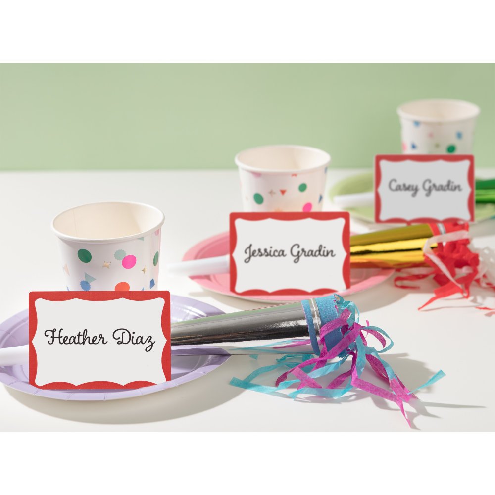 Avery Name Tags, 05143, 2-1/3" x 3-3/8", White With Red Border, 100 Removable Name Badges (AVE5143) - Image 2