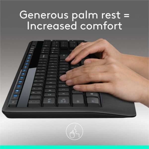 Logitech MK345 Wireless Straight Full Size Keyboard & Right-Handed Optical Mouse, Black (ODFN531638) - Image 16