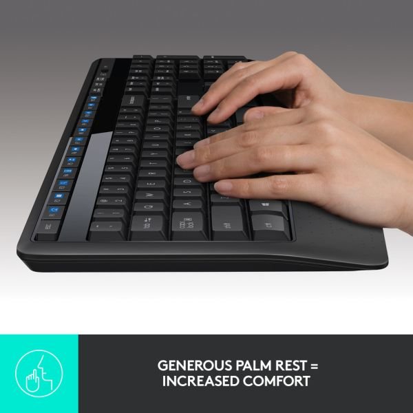 Logitech MK345 Wireless Straight Full Size Keyboard & Right-Handed Optical Mouse, Black (ODFN531638) - Image 14