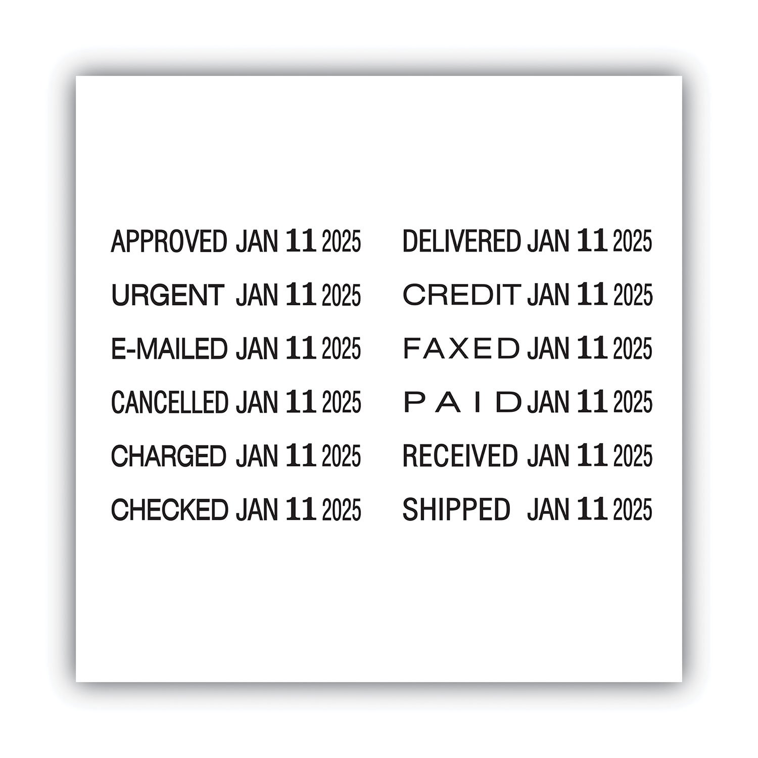 2000 PLUS Date Phrase Dater Stamp Self-Inking 12-in-1 Micro Date Message Dater Stamp, 12 Phrases, Black Ink - 11090 (COS011090) - Image 6