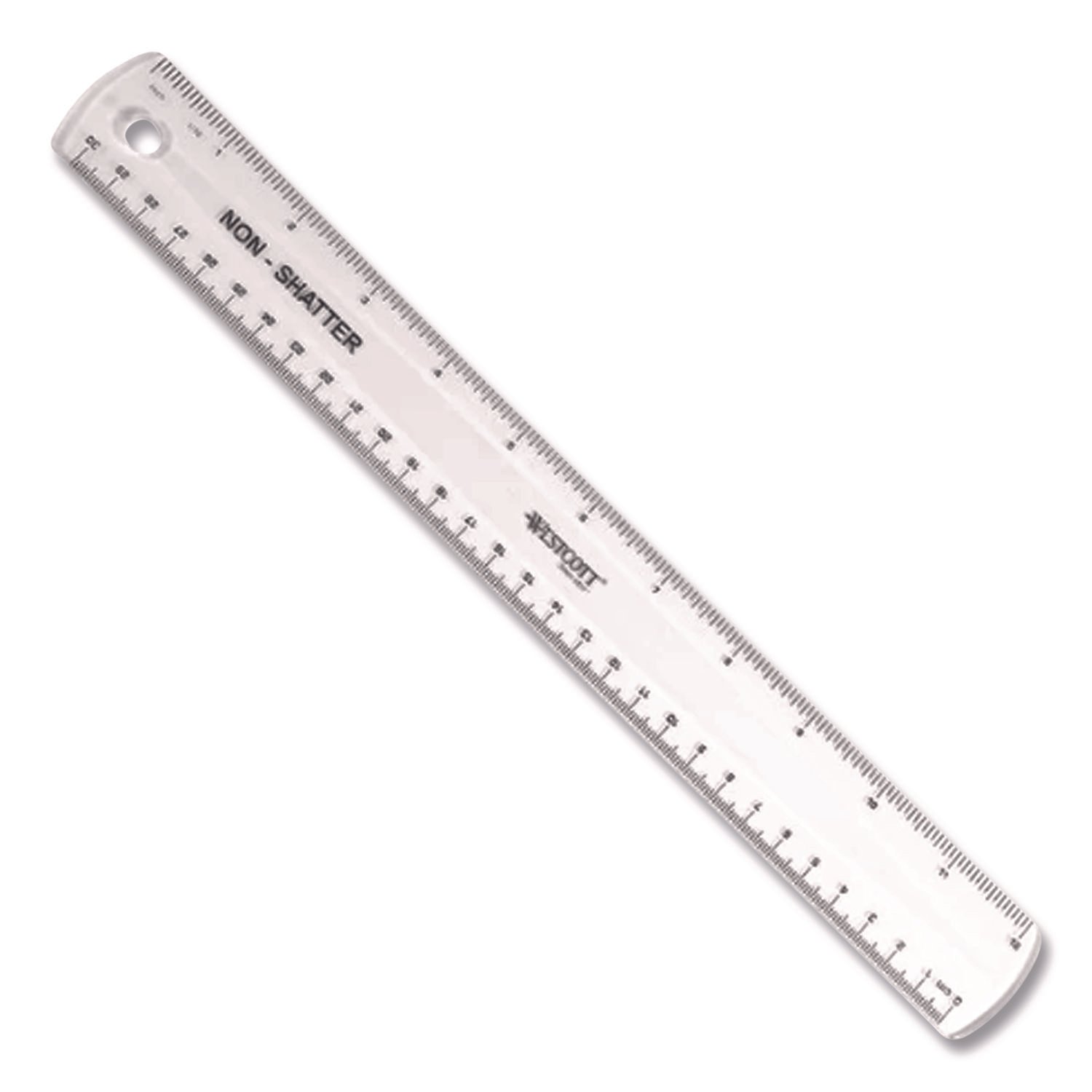 Westcott Non-Shatter Flexible Ruler, Standard/Metric, 12" (30 cm) Long, Plastic, Clear, 12/Box (ACM17725) - Image 2