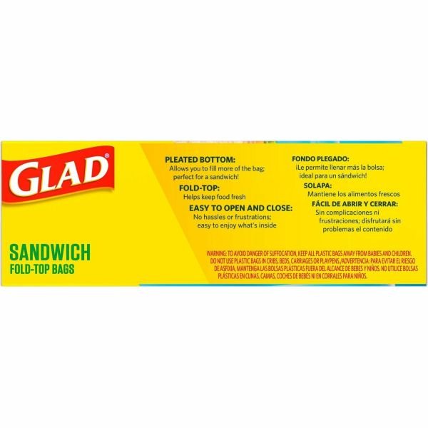 Glad Fold Top Food Storage Plastic Sandwich Bags, 6.5 x 5.5, Clear, 180 Bags/Box, 12 Boxes/Carton (CLO60771) - Image 3