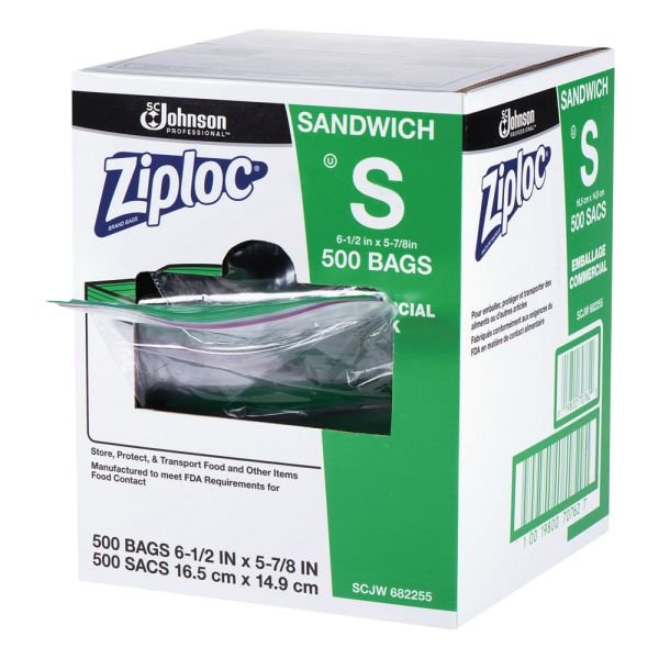 Ziploc Resealable Sandwich Bags, 6.5" x 6", Clear, 500/Box (SJN682255) - Image 2