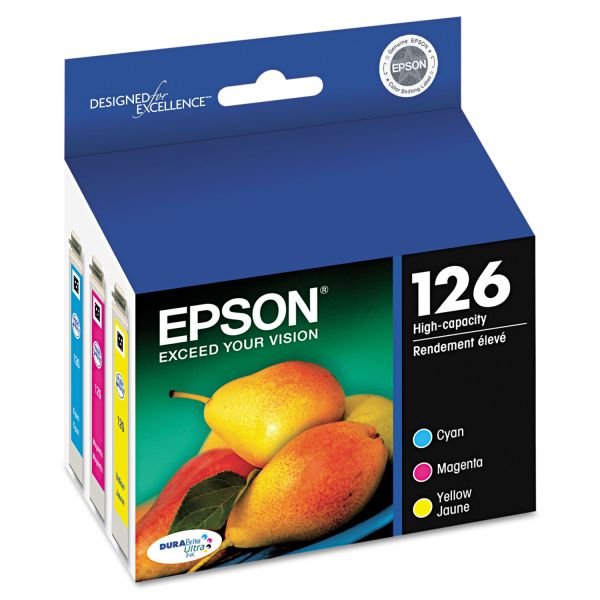 Epson 126 DuraBrite Ultra Cyan, Magenta, Yellow Ink Cartridges, Pack Of 3, T126520 (EPST126520S) - Image 2