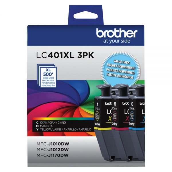 Brother LC401XL Cyan; Magenta; Yellow High-Yield Ink Cartridges, Pack Of 3, LC401XL3PKS (ODFN5316114)