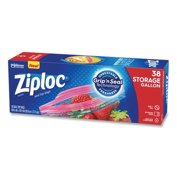 Ziploc Double Zipper Storage Bags, Triple System Seal, Gallon, 10.56" x 10.75", Clear, 38 Bags/Box, 9 Boxes/Carton (SJN383233) - Image 7