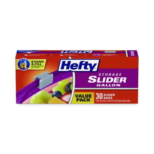 Hefty Slider Stand and Fill Food Storage Bags, Gallon, 10.56" x 11", Clear, 30 Bags/Box, 9 Boxes/Carton (RFPR88071CT) - Image 5