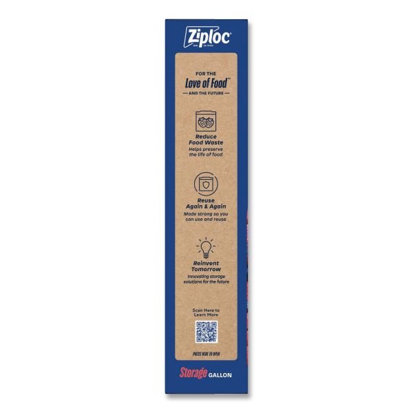 Ziploc Double Zipper Storage Bags, Triple System Seal, Gallon, 9.6" x 12.1", Clear, 22 Bags/Box, 12 Boxes/Carton (SJN383231) - Image 2