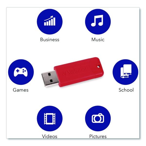 Verbatim PinStripe USB 3.0 Flash Drive, 32 GB, Assorted Colors, 5/Pack (VER70388) - Image 2