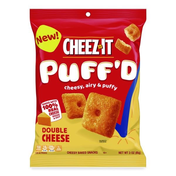 Cheez-It Puff'd Crackers, Double Cheese, 3 oz Bag, 6/Carton (KEB00022) - Image 2