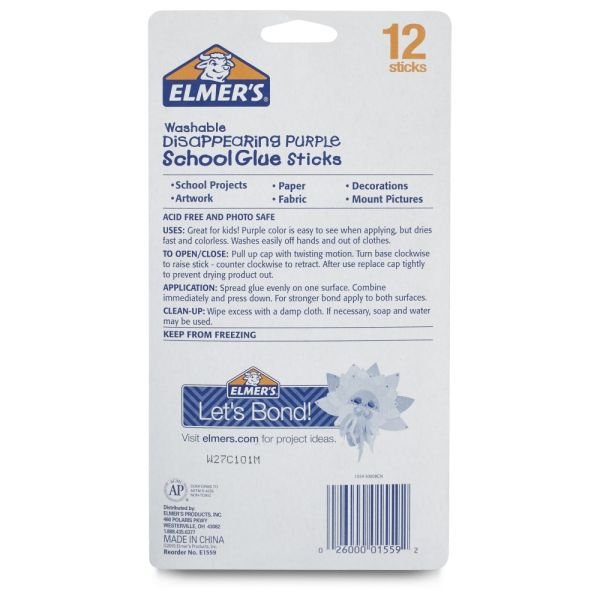 Elmer's Disappearing Glue Sticks, 0.21 Oz, Purple, Pack Of 12 (ODFN954196) - Image 2
