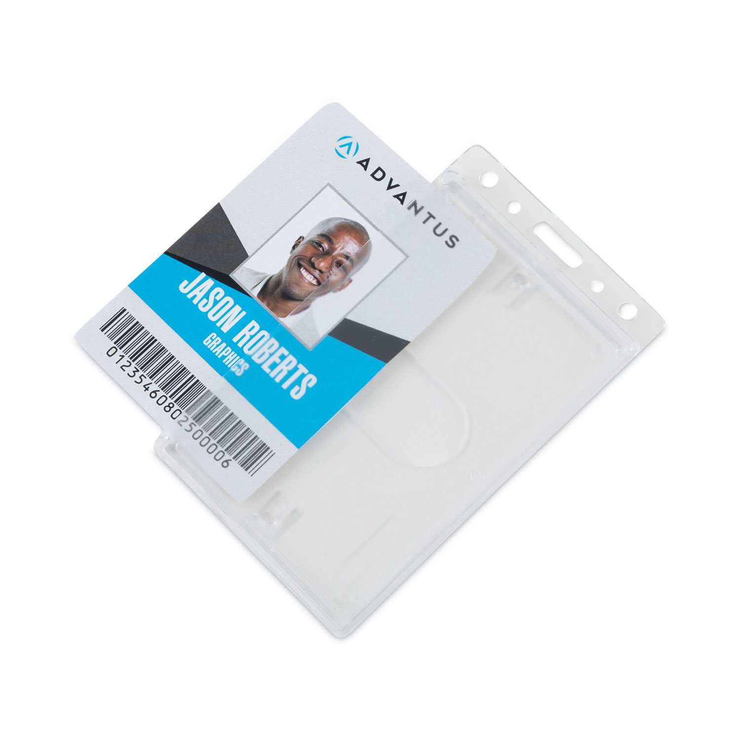 Advantus Frosted Vertical Rigid ID Holder - Support 2.13" x 3.38" Media - Vertical - Plastic - Frosted - 25 / Box (AVT76076) - Image 2