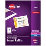 Avery Laser Name Badge Inserts, 3" x 4", Box Of 300 (AVE5392)