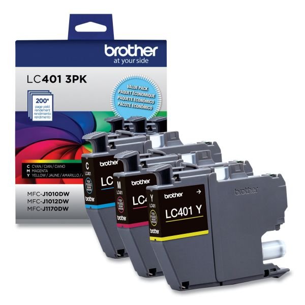 Brother LC4013PKS Ink, 200 Page-Yield, Cyan/Magenta/Yellow, 3/Pack (BRTLC4013PKS) - Image 3