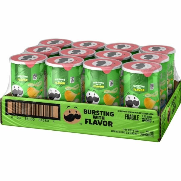 Pringles Sour Cream & Onion Cans, 2.50 Oz, Carton Of 12 Cans (KEB84560)