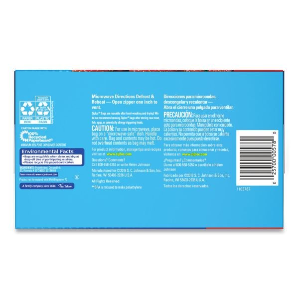 Ziploc Seal Top Bags, Gallon, 10.75" x 10.56", Clear, 75/Box (SJN314472) - Image 2