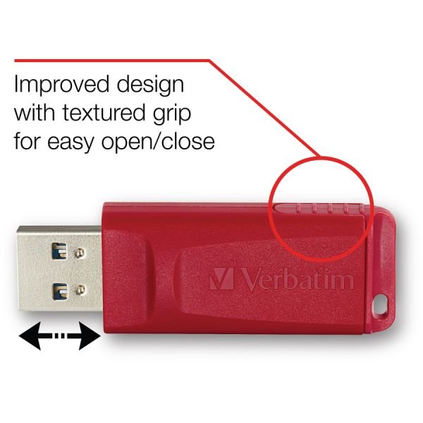 Verbatim Store 'n' Go USB Flash Drives - 16 GB - USB 2.0 - Red - Lifetime Warranty - 4 / Carton (ODFN4294366) - Image 3