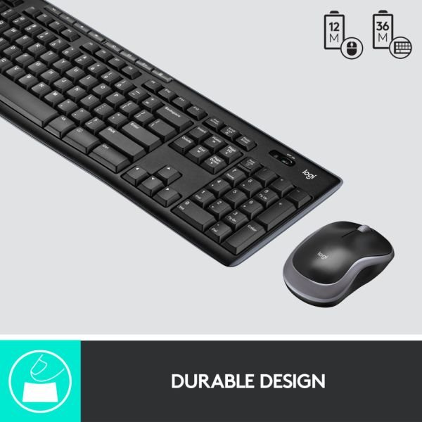 Logitech MK270 Wireless Straight Full-Size Keyboard & Mouse, Black (LOG920004536) - Image 3