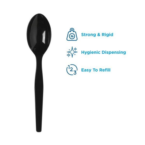Dixie SmartStock Plastic Cutlery Refill, Series-O, Mediumweight Spoon, Black, 40/Pack, 24 Packs/Carton (DXESSS51) - Image 3