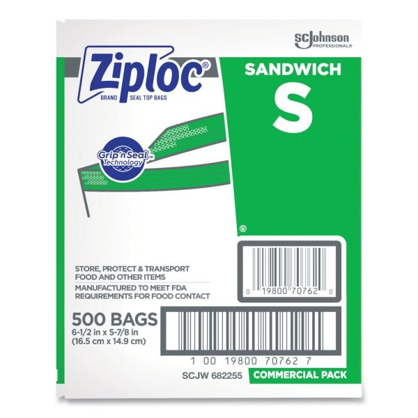 Ziploc Resealable Sandwich Bags, 6.5" x 6", Clear, 500/Box (SJN682255) - Image 3